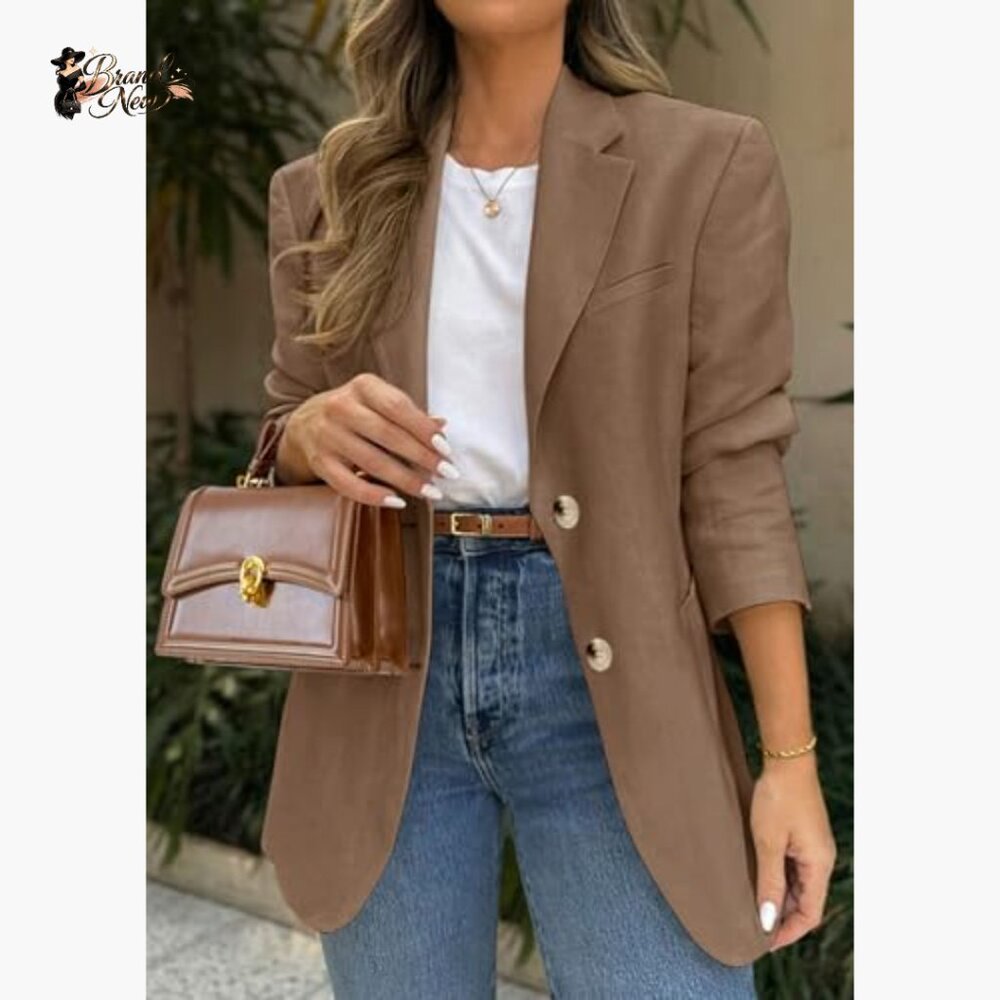 Polyester Blend Blazer with Pockets for Business … - image 2